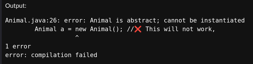 Compilation error for abstract classes